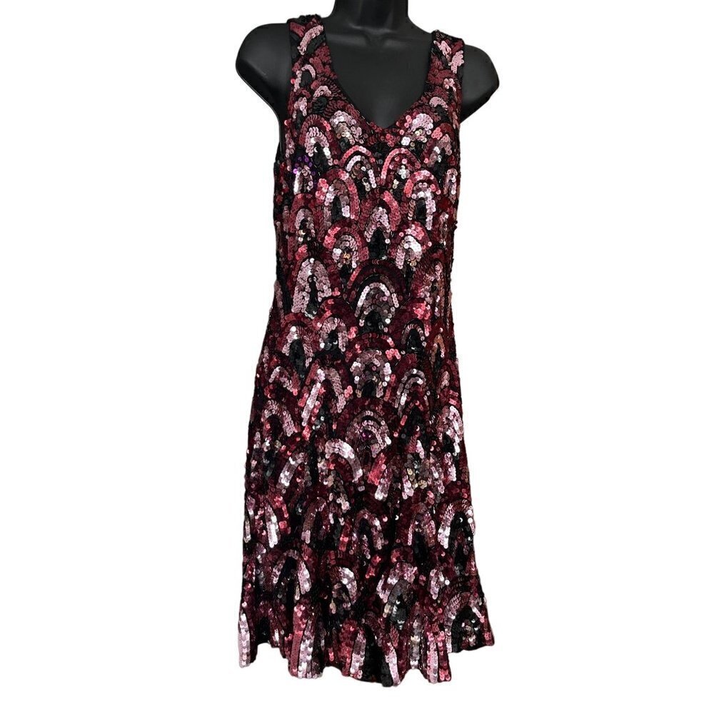 Sequined women’s dress sleeveless size small fully lined  38” long